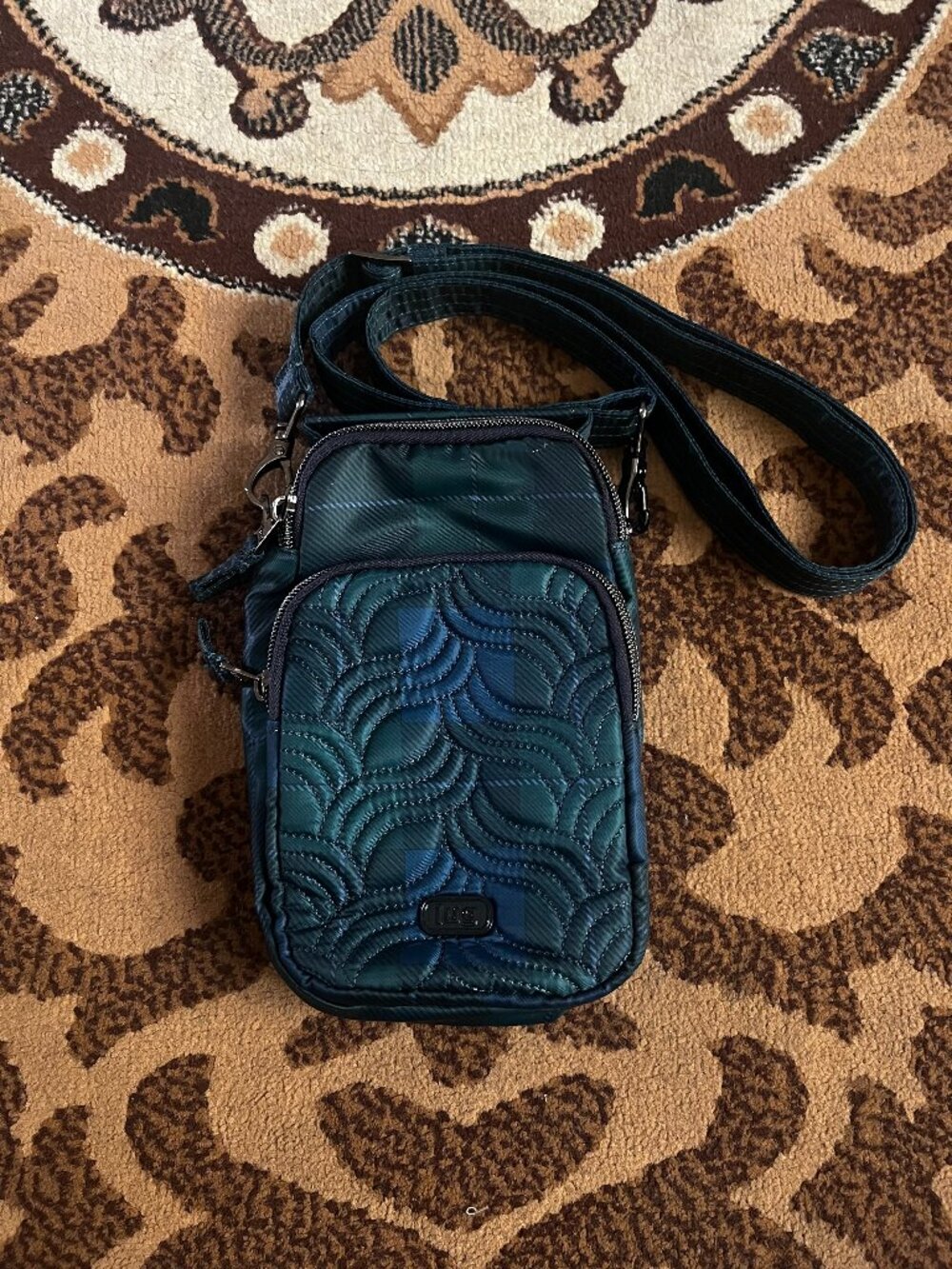 LUG Skeeter Greenish Blueish Plaid Mini Crossbody Bag